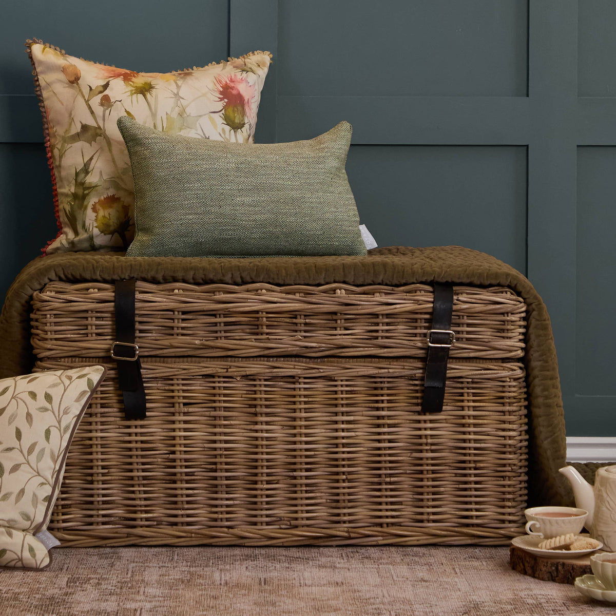 Textured Woven Rectangular Cushion - Sage