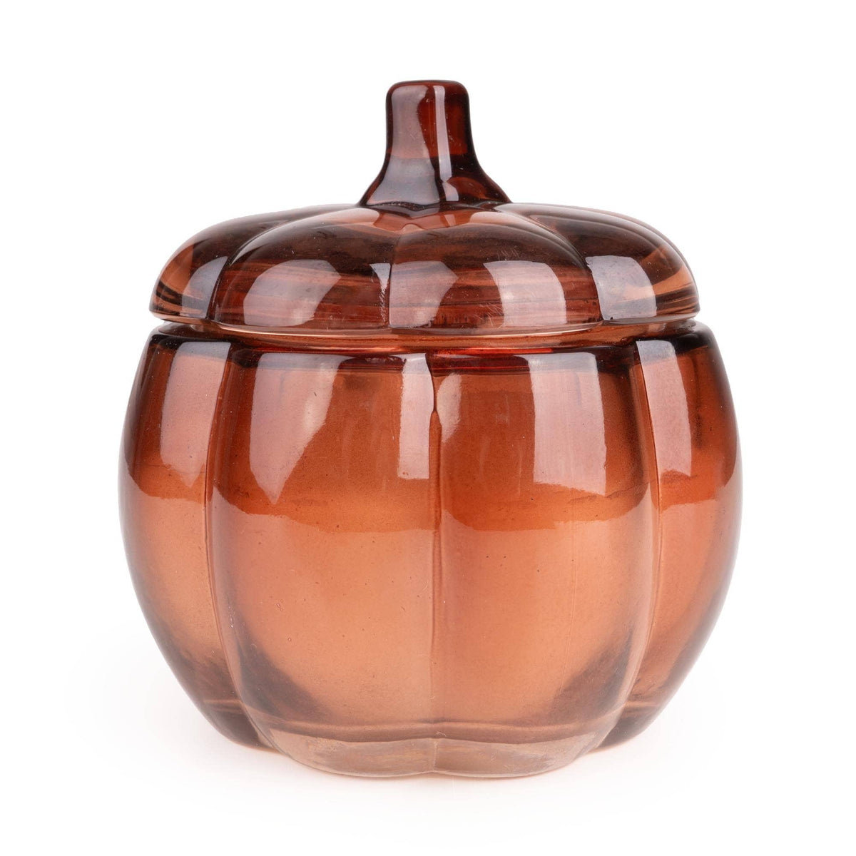 Small Amber Glass Pumpkin Candle