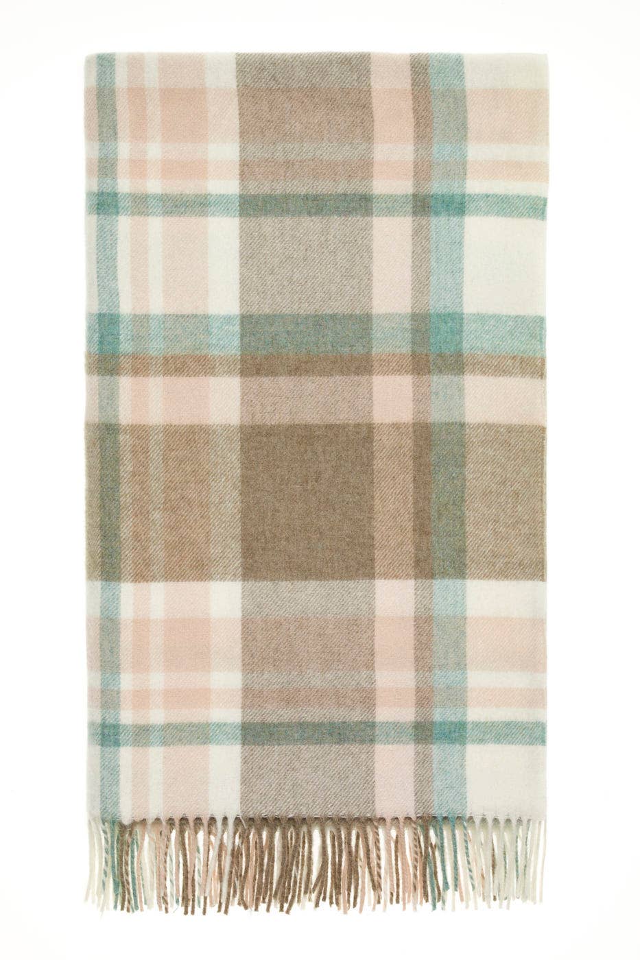 Check Merino Throw: Natural/Rose