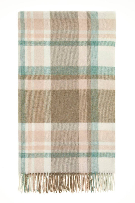 Check Merino Throw: Natural/Rose