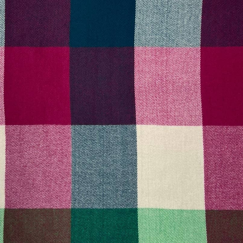 Soft Multi Check Scarf - Teal/Berry