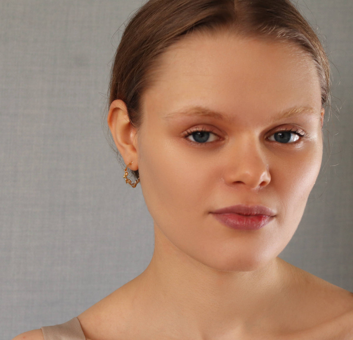 Olive Branch Gold Hoop Earrings: + Glass & Cork Cloche