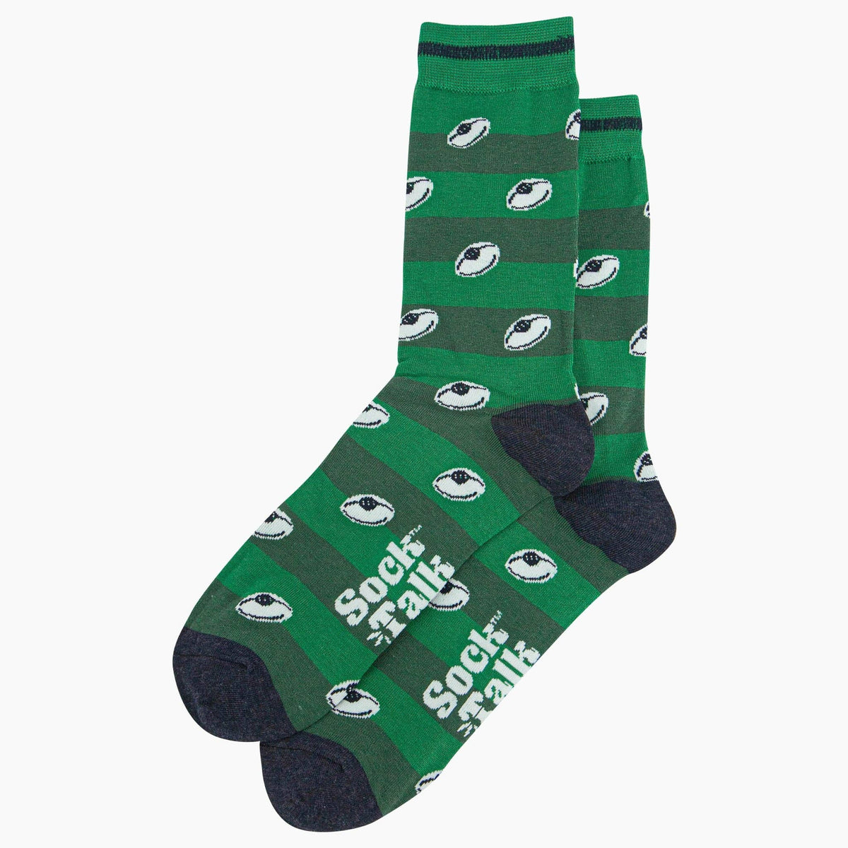 Rugby Ball Stripe Mens Bamboo Socks in Green