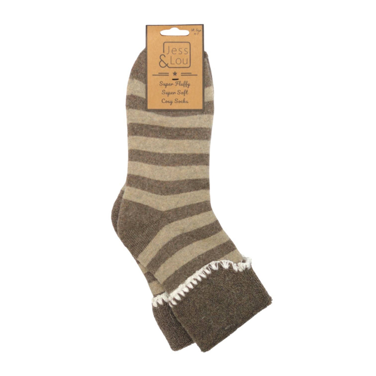 Cappuccino Stripe Cosy Cuff Socks