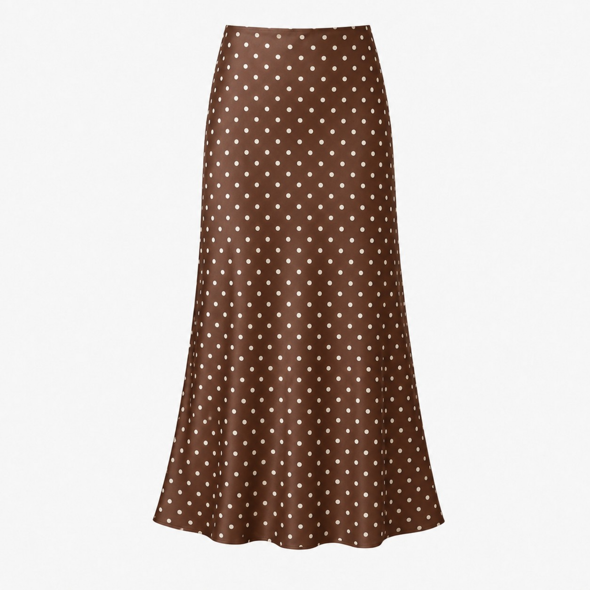 Satin Slip Skirt in Brown Polka Dot: Small