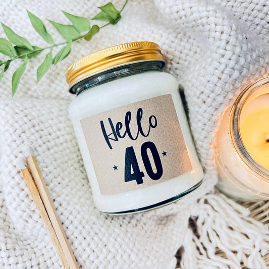 40 Birthday Age Candle -  Linen and Driftwood
