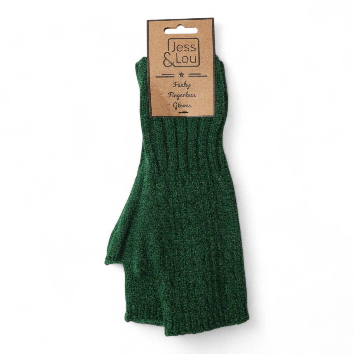 Green Cosy Cable Knit Fingerless Gloves