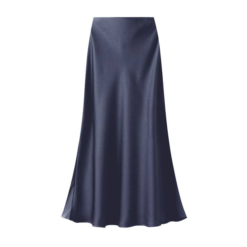 Satin Slip Skirt in Navy