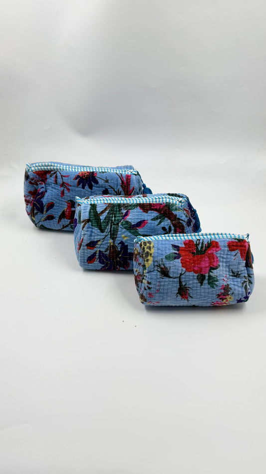 100% Cotton Quilted Washbag Velvet - - 3 sizes available