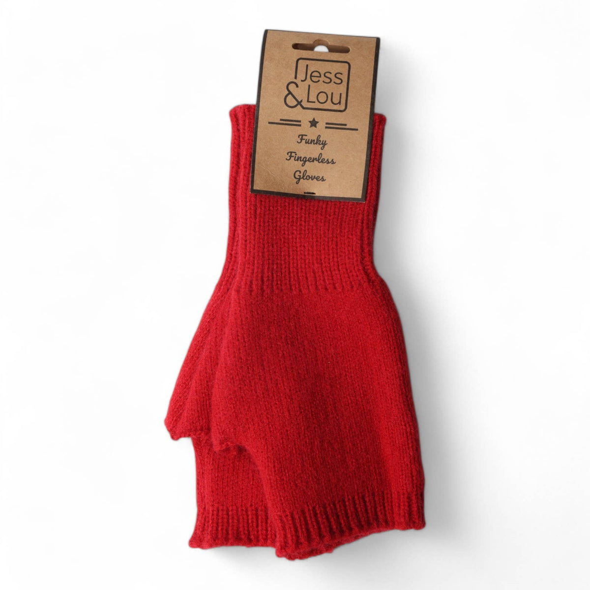 Red Cosy Plain Knit Fingerless Gloves